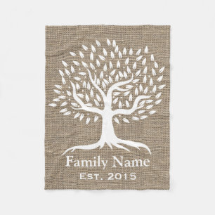 Oude Boom Landelijk Bruine Jute Familienaam Gevest Fleece Deken