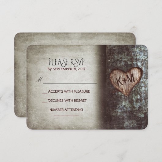 Oude boom rustieke bruiloft RSVP kaarten (Voorkant / Achterkant)