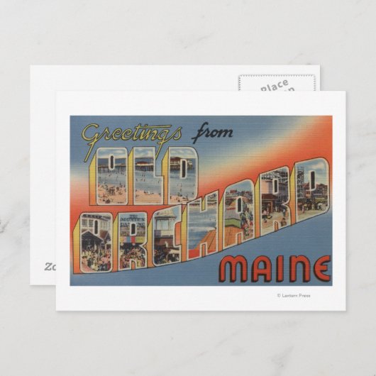 Oude boomgaard, Maine - Grote lettertjes Briefkaart (Voorkant / Achterkant)