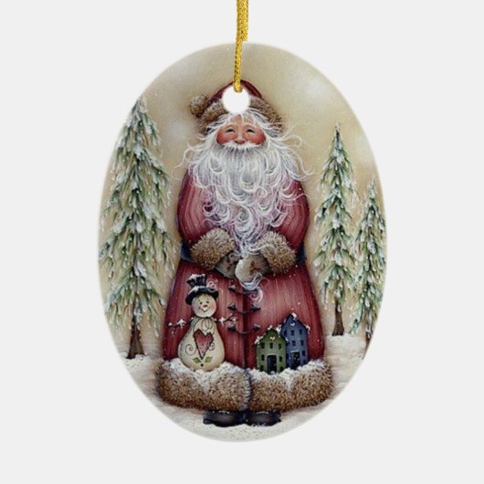 Oude boskerstkerstsierooster keramisch ornament (Voorkant)