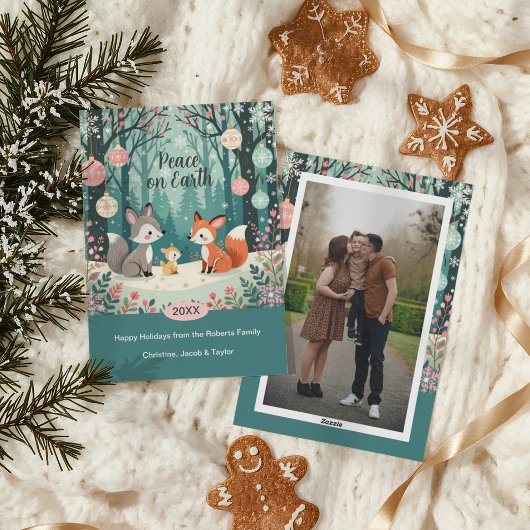 Oude boslandschap feestdagenkaart