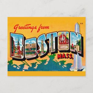 Oude Boston Groet Ansichtkaart Briefkaart
