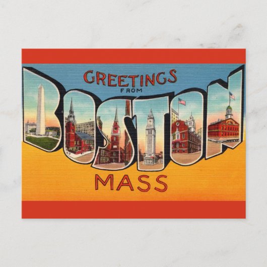Oude Boston Groet Briefkaart (Voorkant)