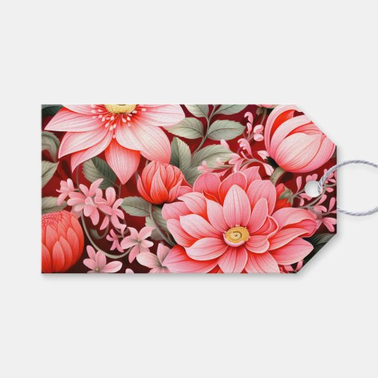 Oude botanische bloeiende bloementuin cadeaulabel (Voorkant (Horizontaal))