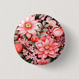 Oude botanische bloeiende bloementuin ronde button 3,2 cm