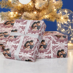Oude botanische familiefoto Kerstmis - Rood Cadeaupapier