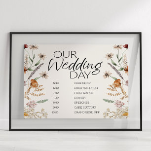 Oude botanische kleine bloemige trouwschema poster