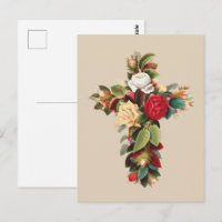 Oude botanische kruis van rozen religieuze kunst