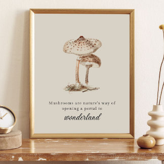 Oude botanische paddenstoel poster