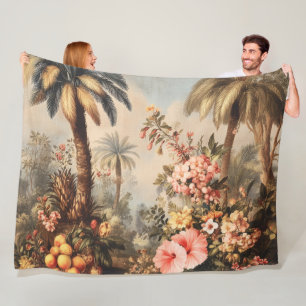 Oude botanische scène met palmen fleece deken