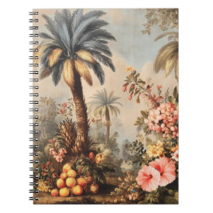Oude botanische scène met palmen notitieboek