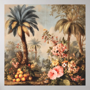 Oude botanische scène met palmen poster