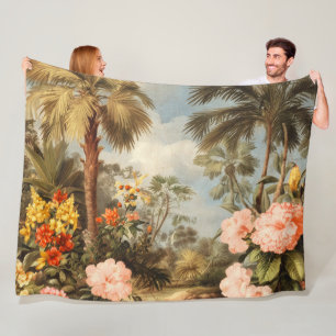 Oude botanische tropische palmen fleece deken