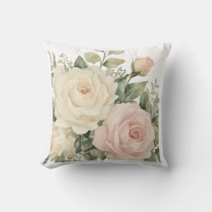 Oude botanische tuurrozen en vlinders throw kussen