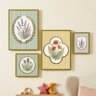 Oude botanische vingerhoedskruid en blauwe klokjes poster