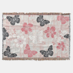 Oude botanische vlinder toile-patroon (3) deken