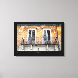 Oude bouwbalkons, Limassol, Cypriotische canvas Afdruk