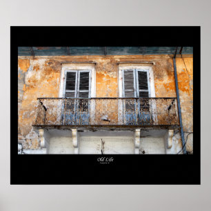 Oude bouwbalkons, Limassol, poster Cyprus