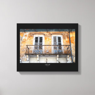 Oude bouwbalkons, Limassol, poster Cyprus Canvas Afdruk