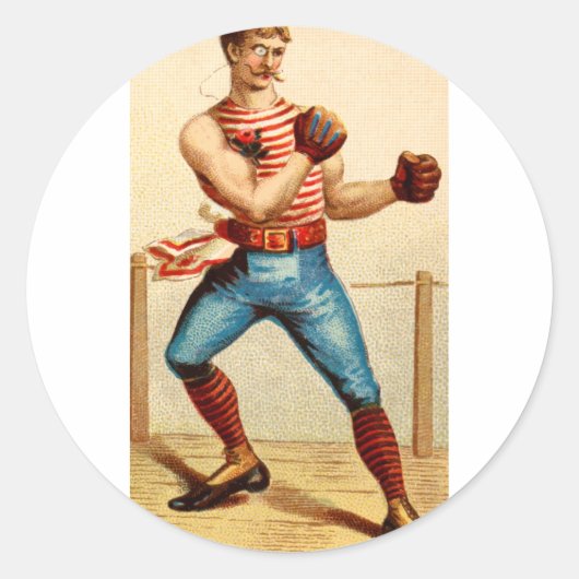 Oude Boxer Boxer Boxing 1800's Ronde Sticker (Voorkant)