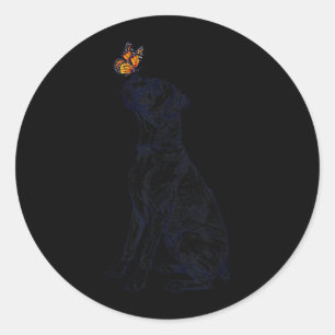 Oude Boxer Hond Met Vlinder Liefhebber Ronde Sticker
