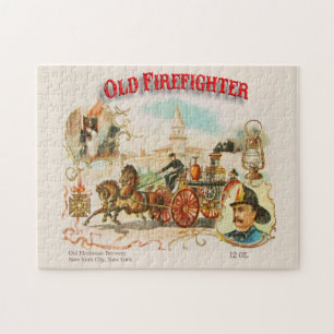 Oude brandweerman  Victoriaans etiket Puzzle Legpuzzel