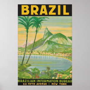 Oude Brazilië Reisposterprint, Rio De Janeiro Poster