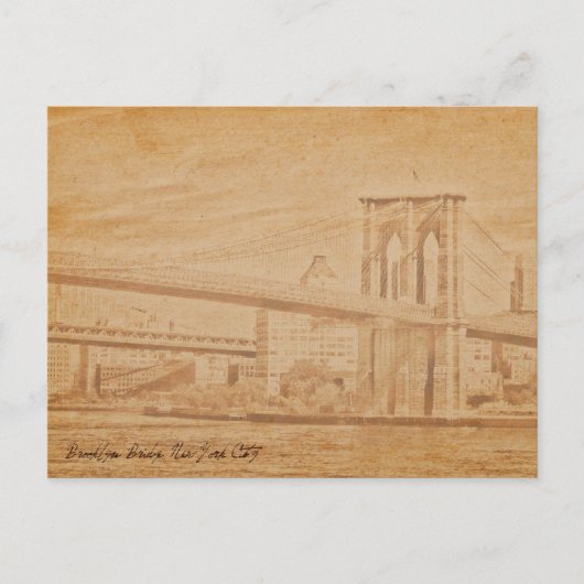 oude briefkaart Brooklyn Bridge (Voorkant)