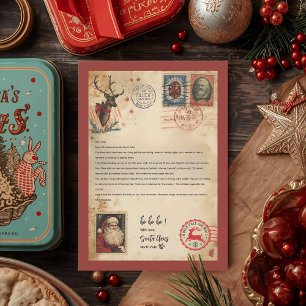Oude briefsjabloon van Kerstman Retro Noordpool Kaart
