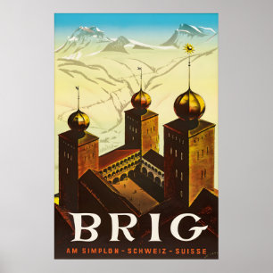 Oude Brig Zwitserland Reisposter Valais Alpen Poster