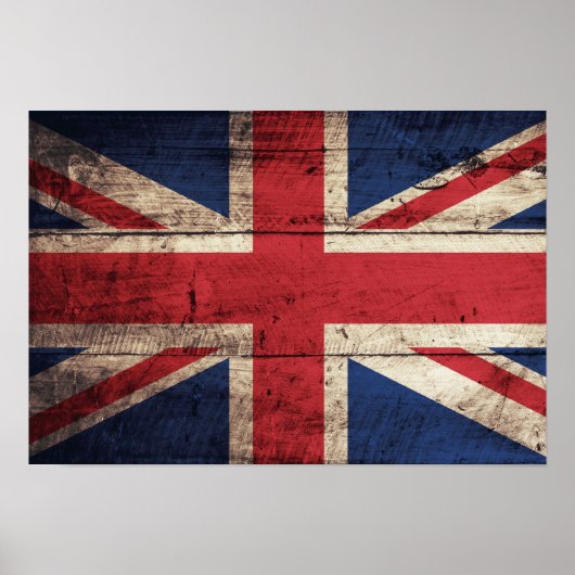 Oude Britse vlag Wooden Poster (Voorkant)