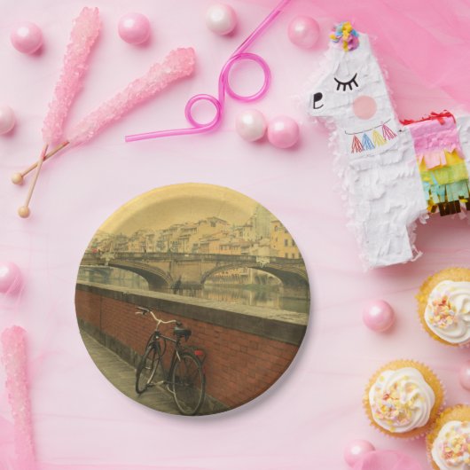 oude brug in Florence, Italië Papieren Bordje (Feest)