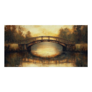 Oude brug over rivier landschapschilderkunst perfect poster