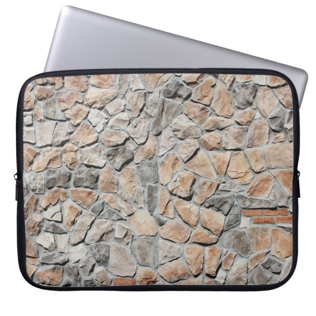 Oude bruine kasteelstenen textuur laptop sleeve (Voorkant)
