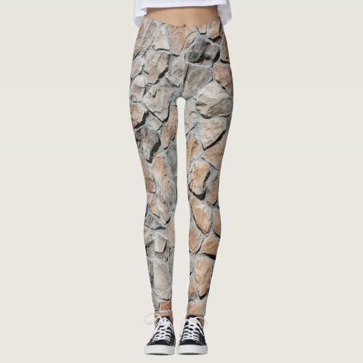 Oude bruine kasteelstenen textuur leggings (Voorkant)