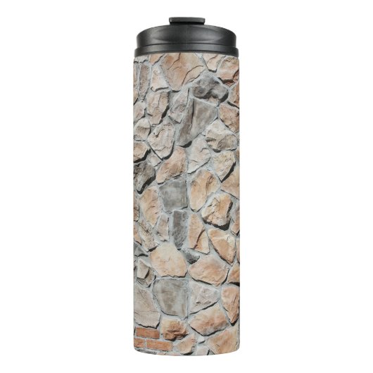 Oude bruine kasteelstenen textuur thermosbeker (Voorkant)