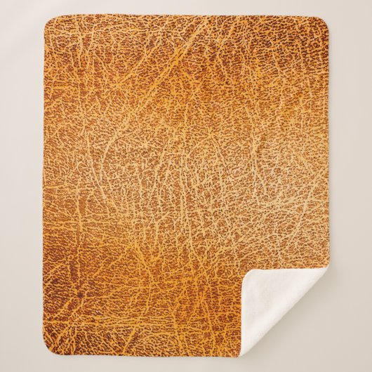 Oude bruine ledertextuur sherpa deken (Voorkant)