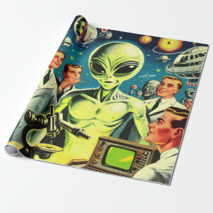 Oude buitenaardse sciencefictionstrips cadeaupapier