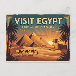 Oude Cairo Egypte Piramides Retro Reis Posterkaart Briefkaart
