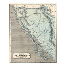 Oude Californische kaartposter uit 1845