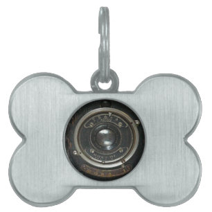 Oude camera huisdieren naamplaatje
