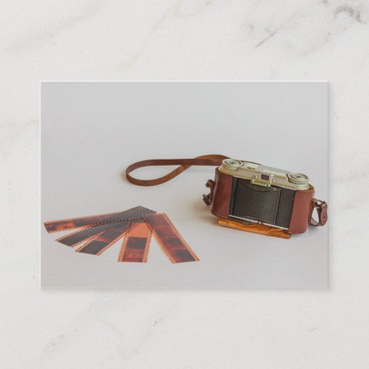 Oude camera met negatief visitekaartje (Voorkant)