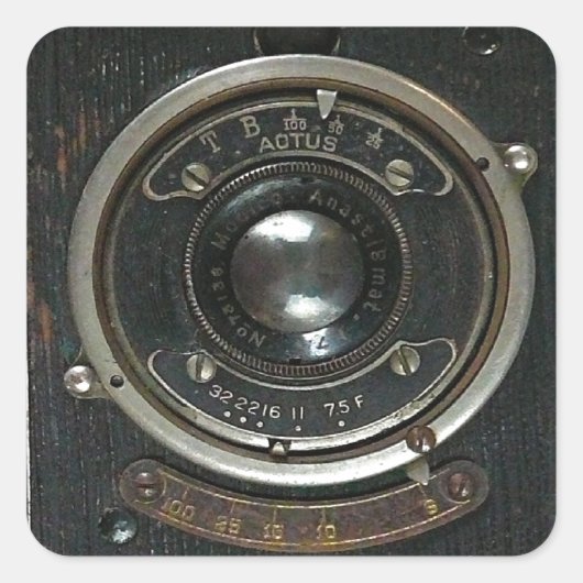 Oude camera vierkante sticker (Voorkant)