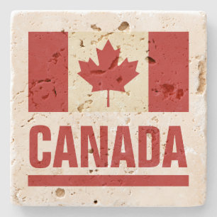 Oude  Canadese vlag van Canada travertijn Stenen Onderzetter