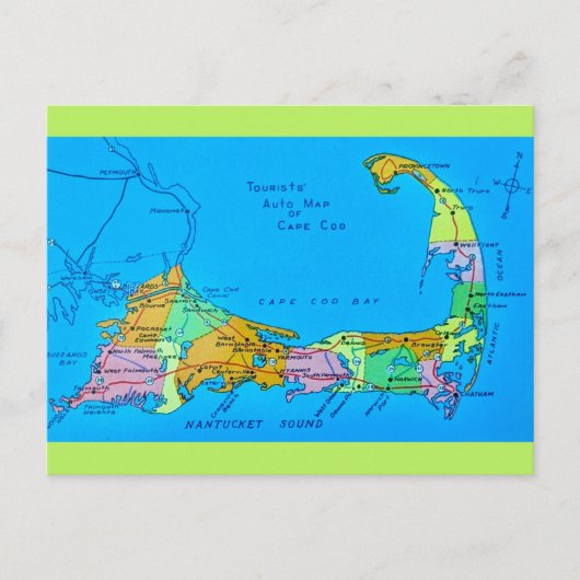 Oude Cape Cod toeristenkaart Briefkaart (Voorkant)