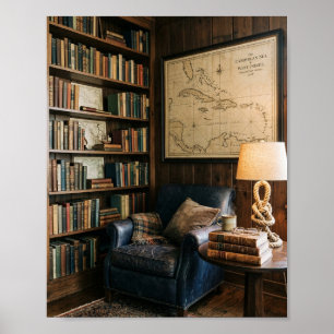 Oude Caribische Zeekaart Gezellige Nautilsche Lees Poster