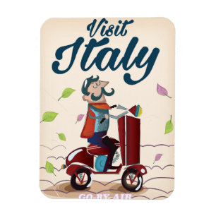 Oude cartoon Italië reis ansichtkaart. Magneet