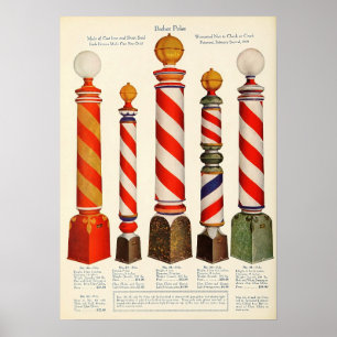 Oude catalogusposter voor herenkapper met klassiek poster