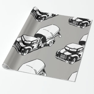 Oude Cementmolenwagen Zwart en Wit Cadeaupapier