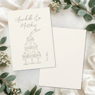 Oude Champagne Toren Schets Elegante Bruiloft Kaart